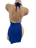BLUE DRAPED DRESS