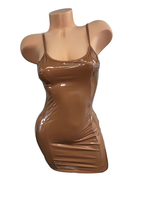 BROWN LATEX DRESS
