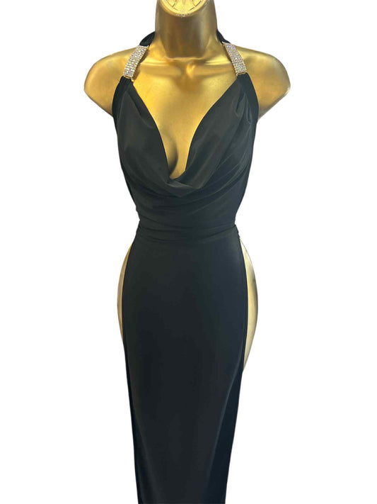 BLACK GOWN WITH SLITS