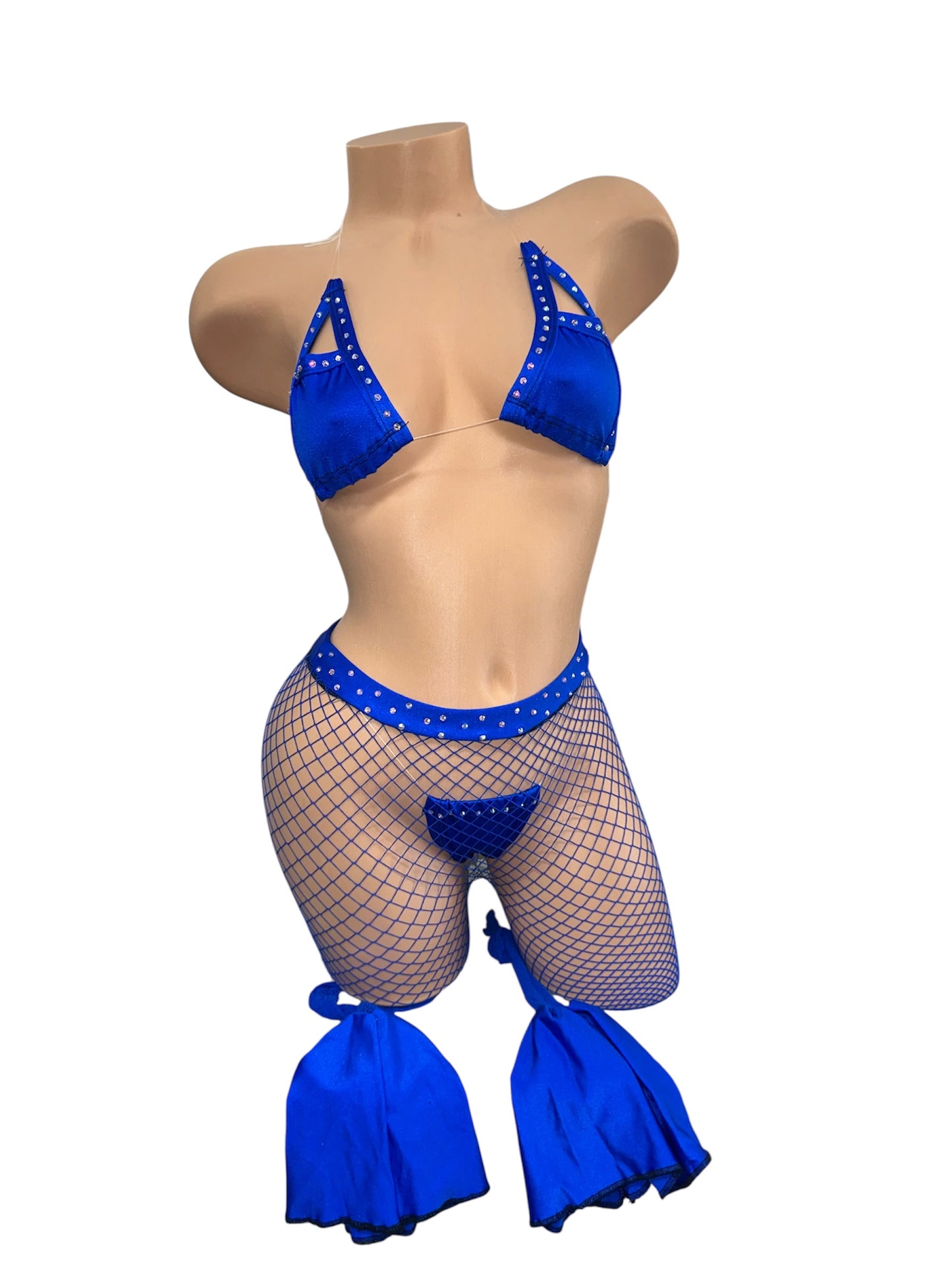 THREE PIECE BLUE NET OUTFIT