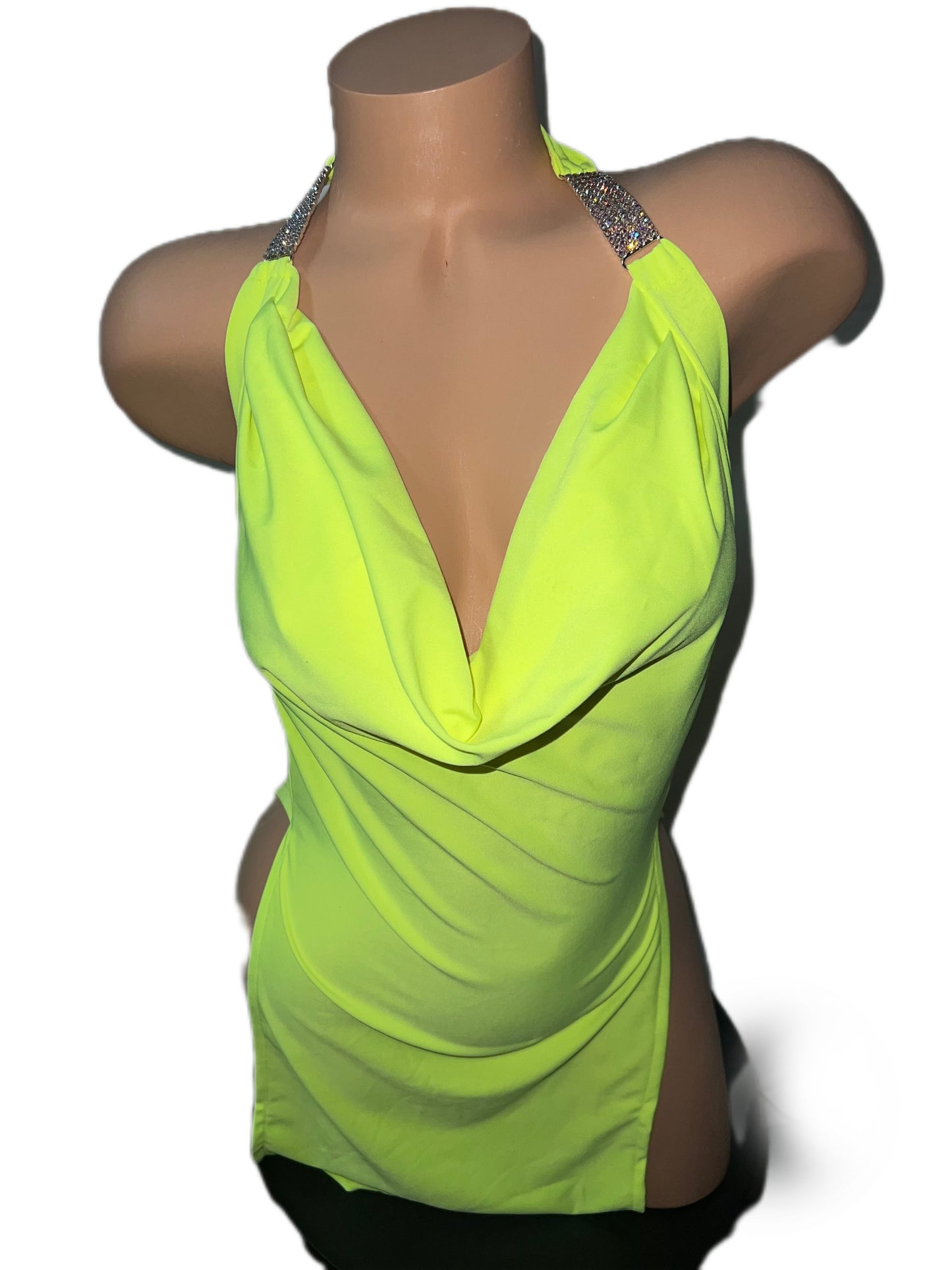NEON YELLOW DRAPED DRESS