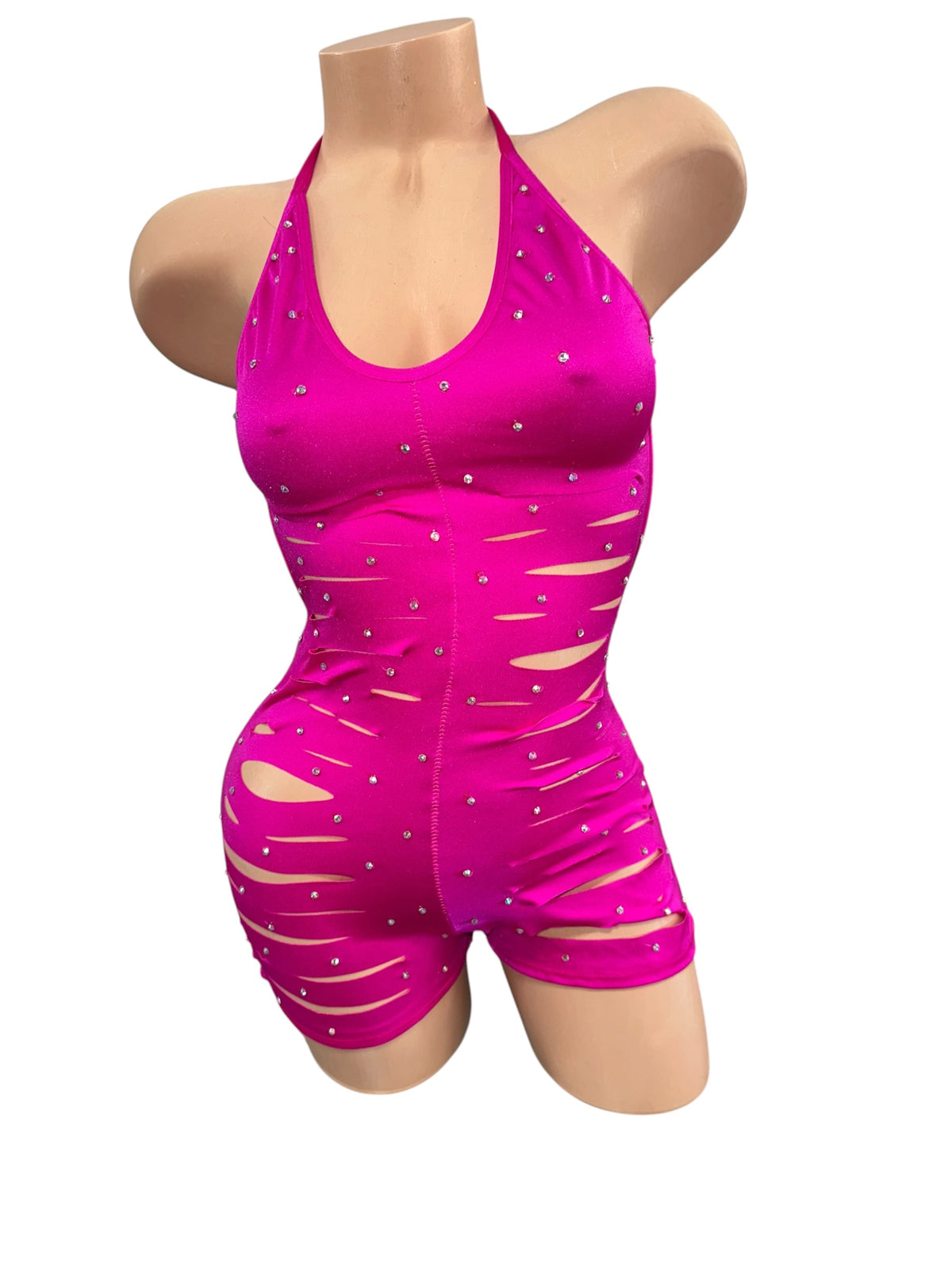 Pink Slitted Shorts One Piece