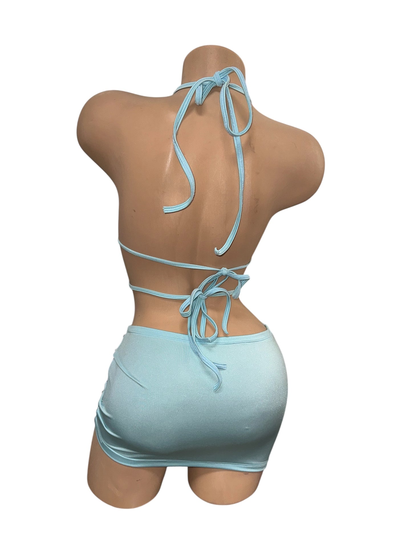 BABY BLUE TWO PIECE SKIRT SET