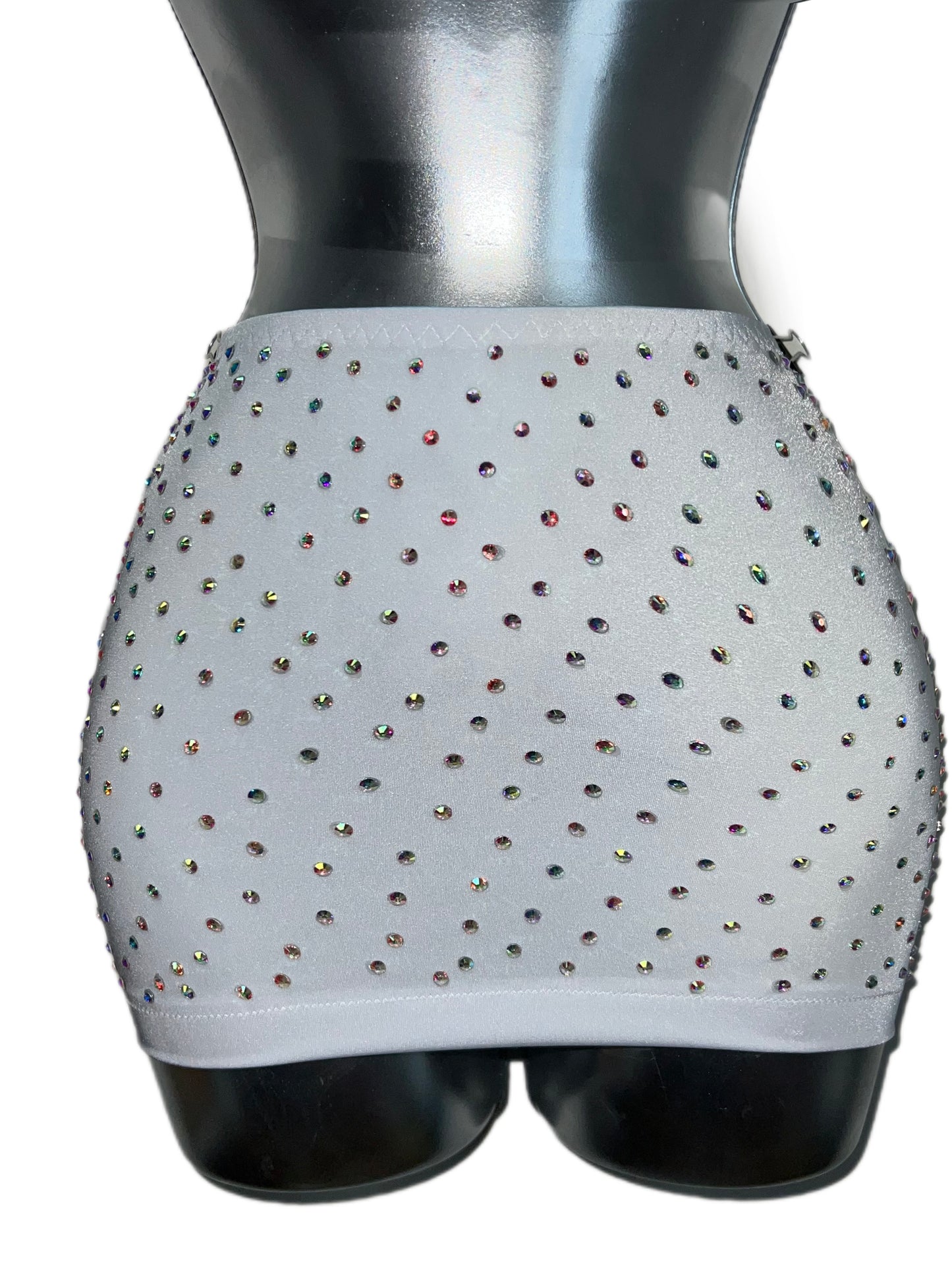 WHITE RHINESTONE SKIRT