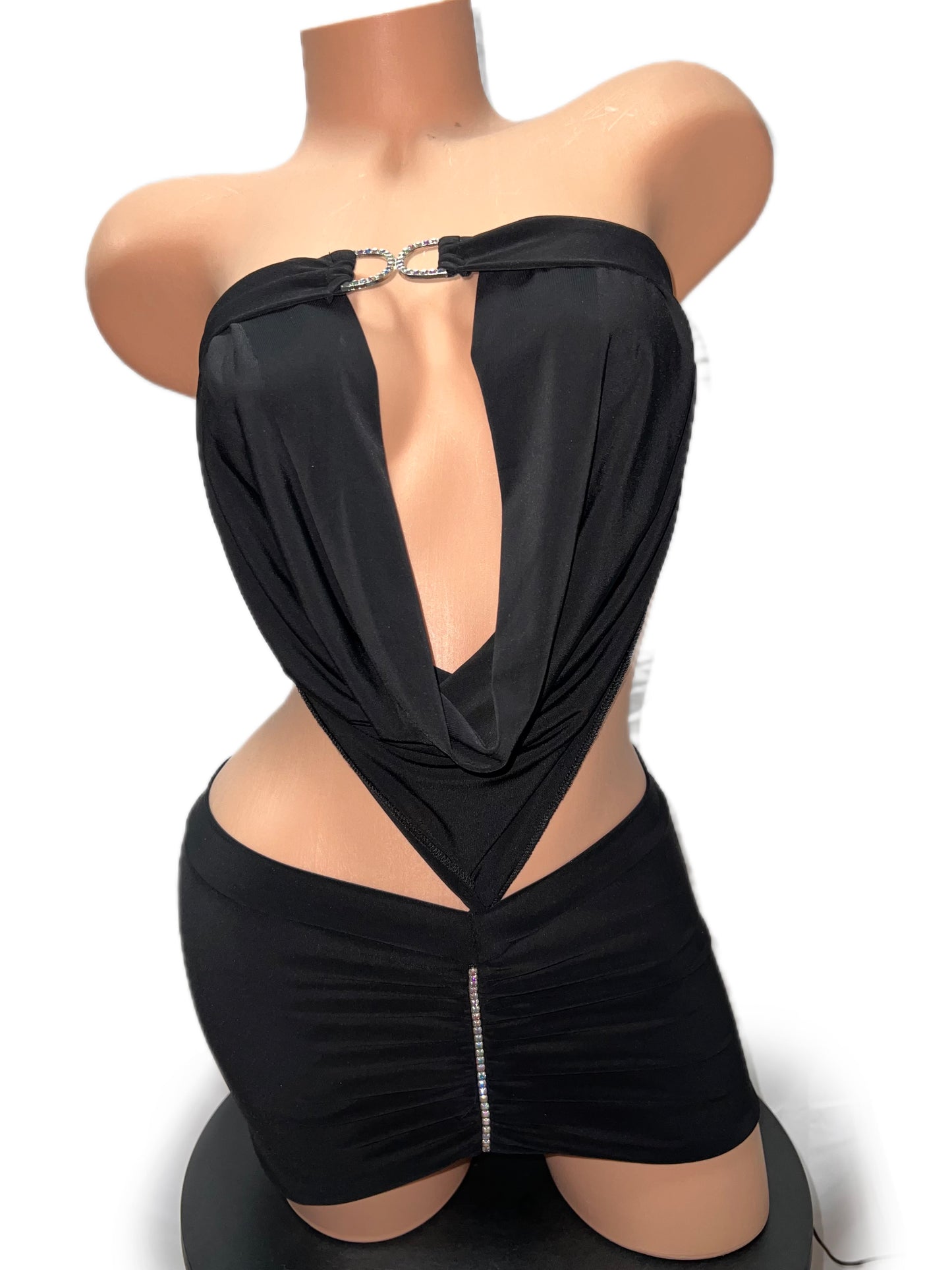 BLACK DRAPE DRESS