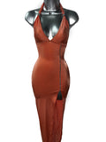 RUST RHINESTONE GOWN