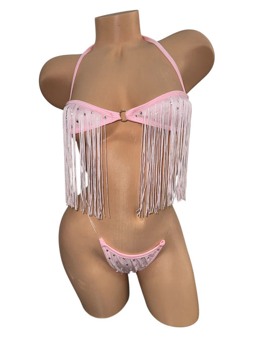 BABY PINK FRINGE TWO PIECE