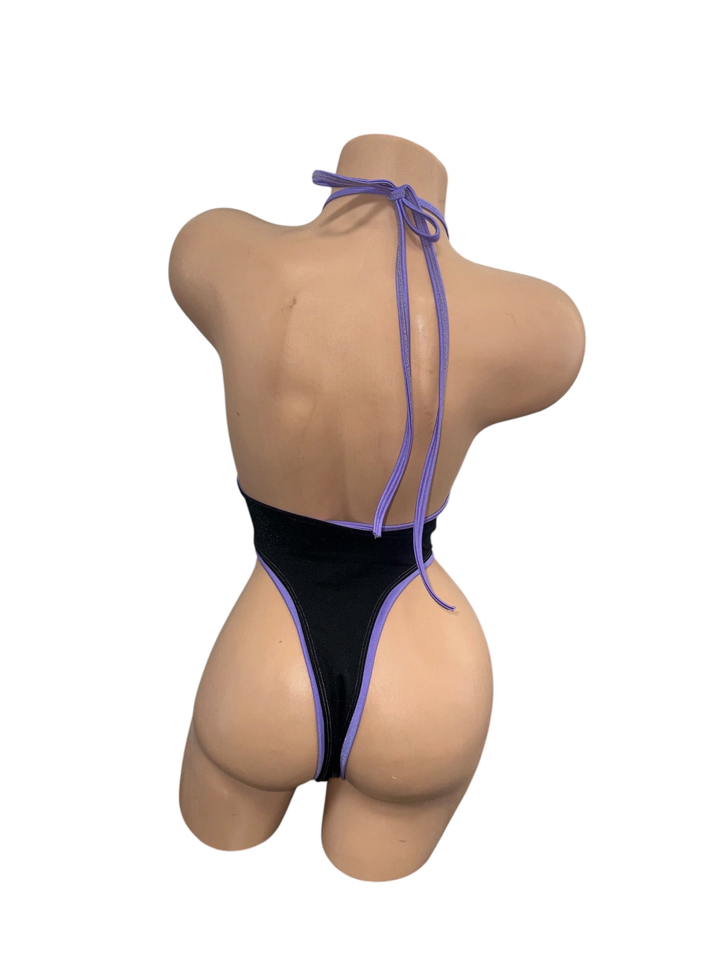BLACK AND PURPLE BODYSUIT