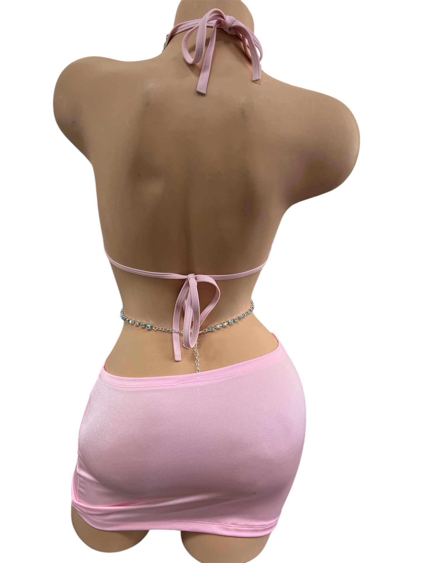 BABY PINK WITH AB STONE BRA SET