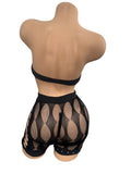 BLACK THREE PIECE NET SHORTS OUTFIT