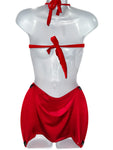 RED AND SILVER SKIRT SET
