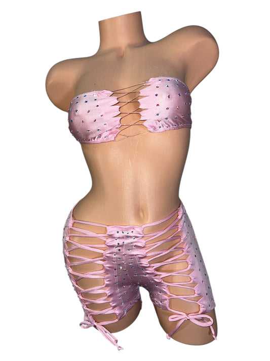 BABY PINK SHORTS SET