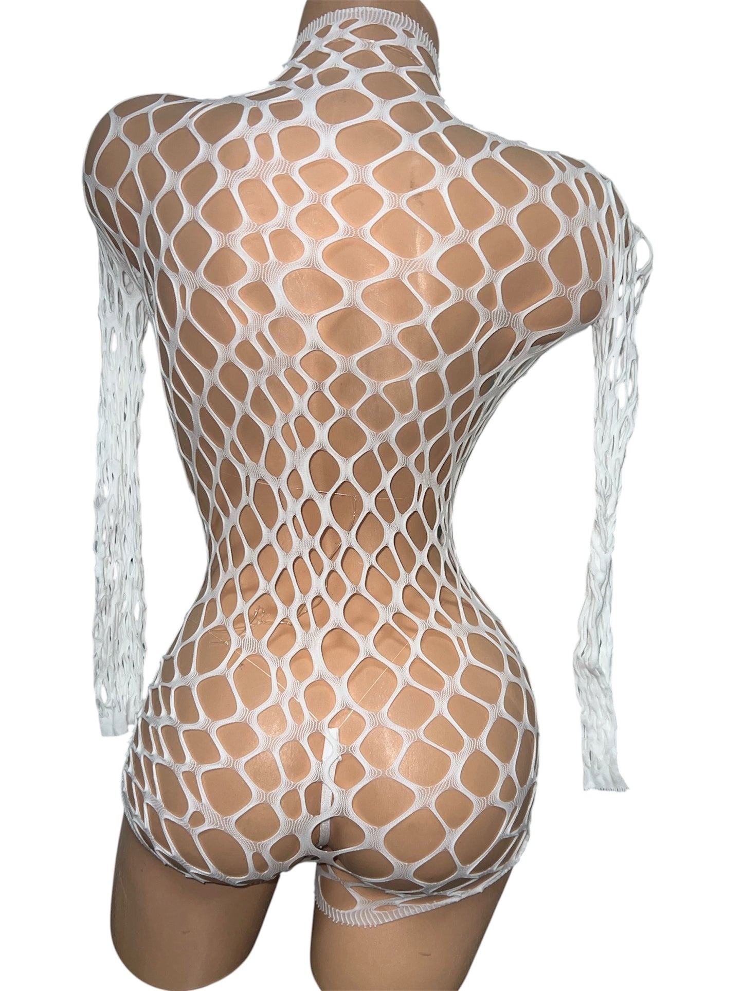 WHITE NET OUTFIT WITH MICRO-KINI