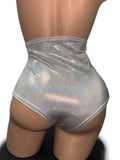 IRIDESCENT WET LOOK SILVER HIGH-WAIST BOTTOMS