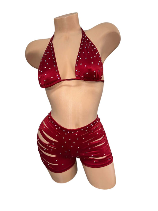 RED 2PC SHORTS SET