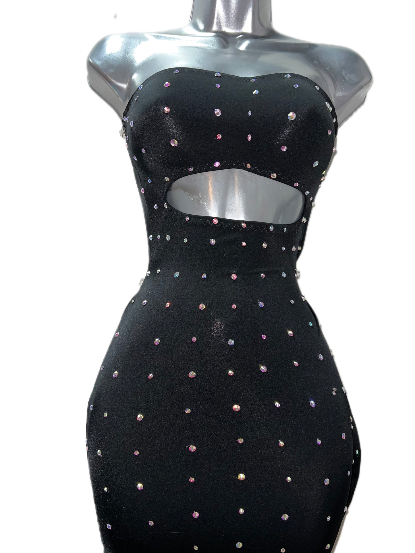 BLACK RHINESTONE DRESS