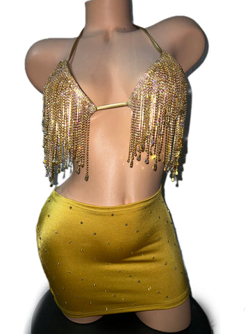 GOLD BRA SET WITH SKIRT