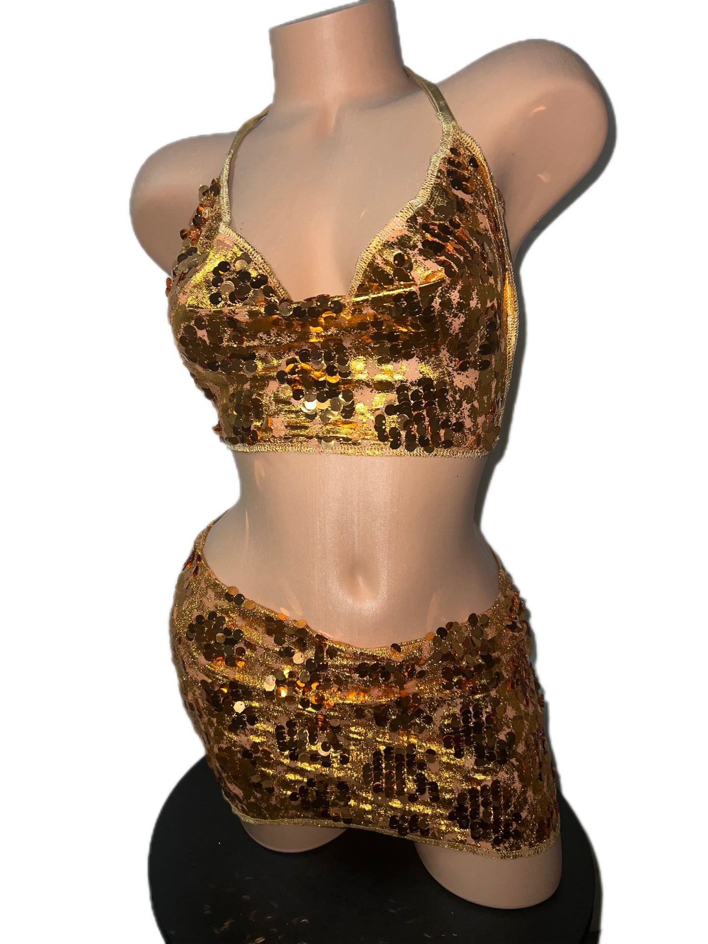 GOLD SEQUIN SKIRT SET