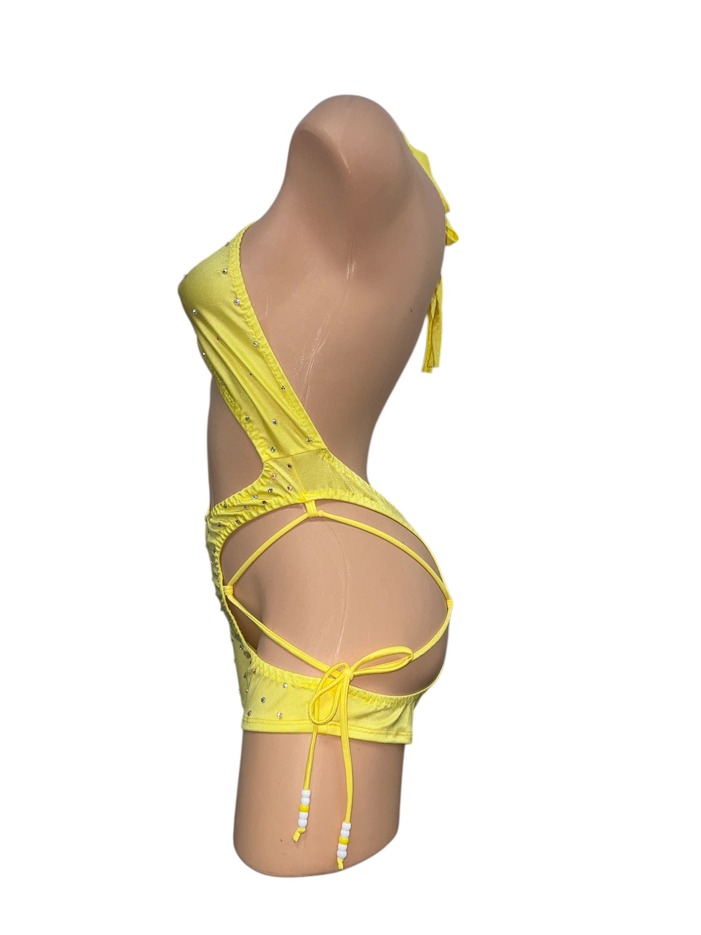 YELLOW OUTFIT WITH BEAD DETAIL