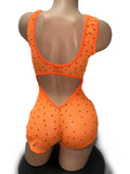 ORANGE SHORTS BODYSUIT