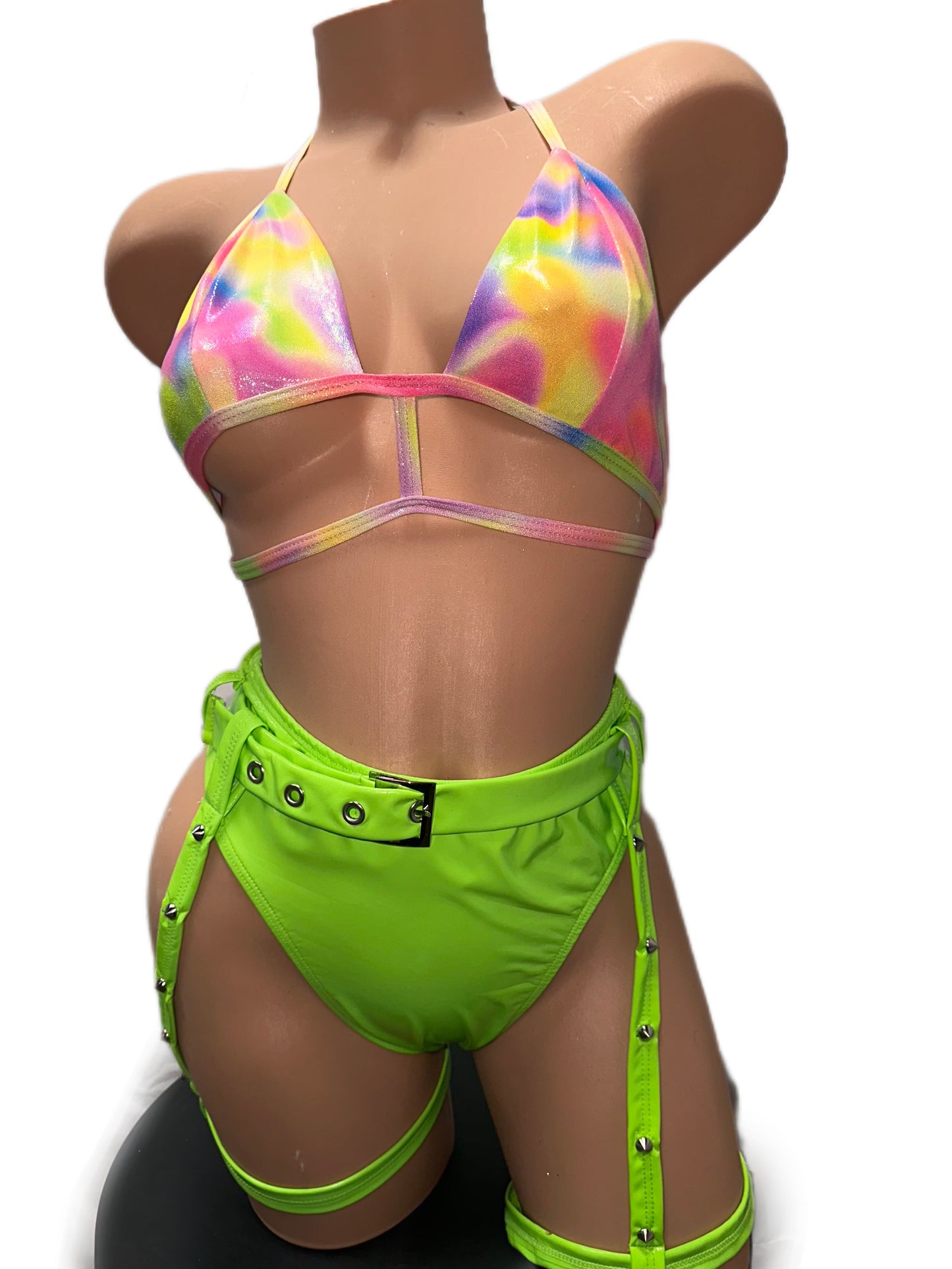 Multicolor green rave set
