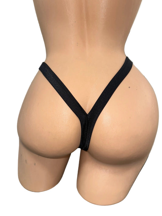RHINESTONE BLACK WIDE THONG