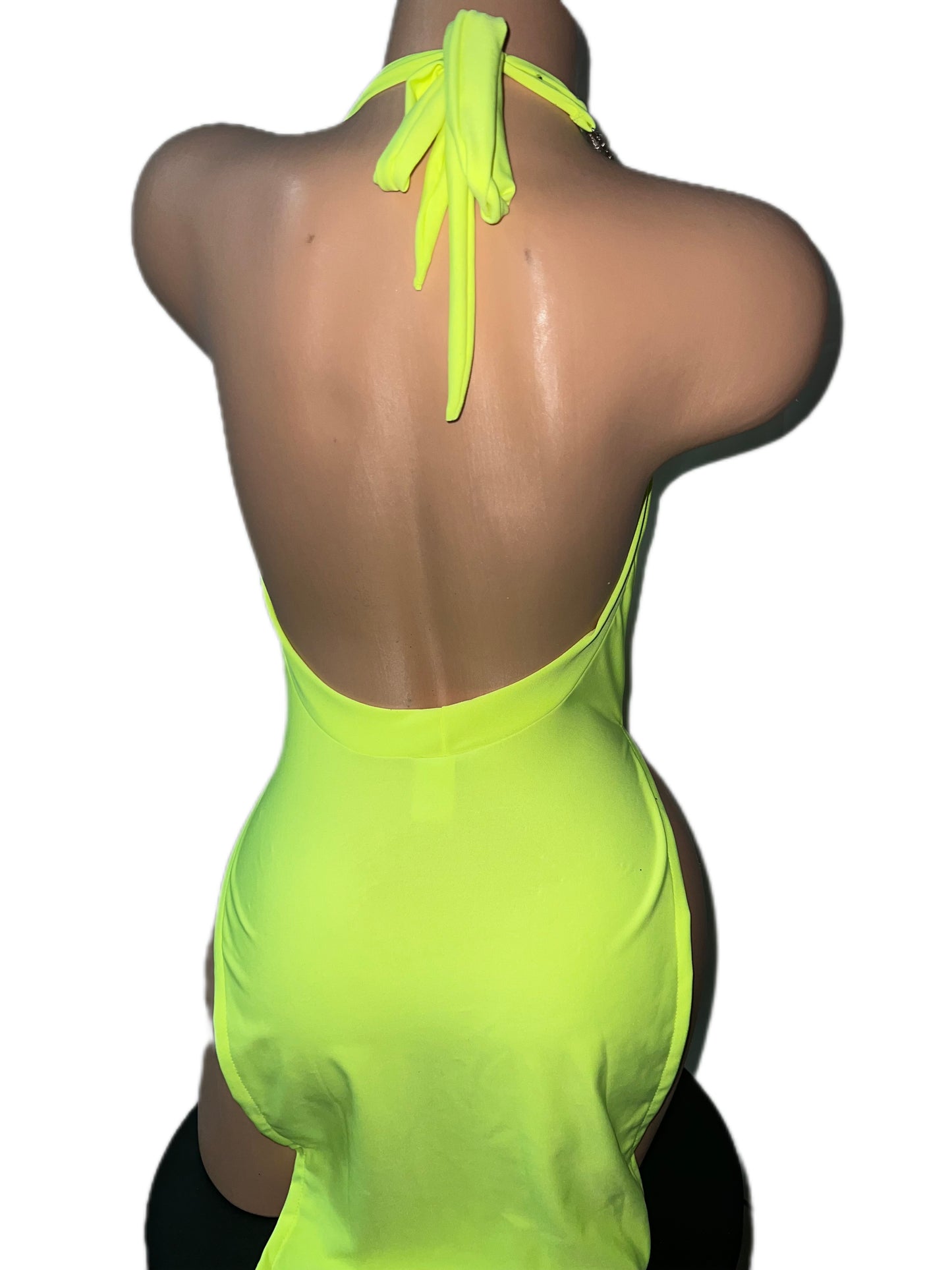 NEON YELLOW DRAPED DRESS