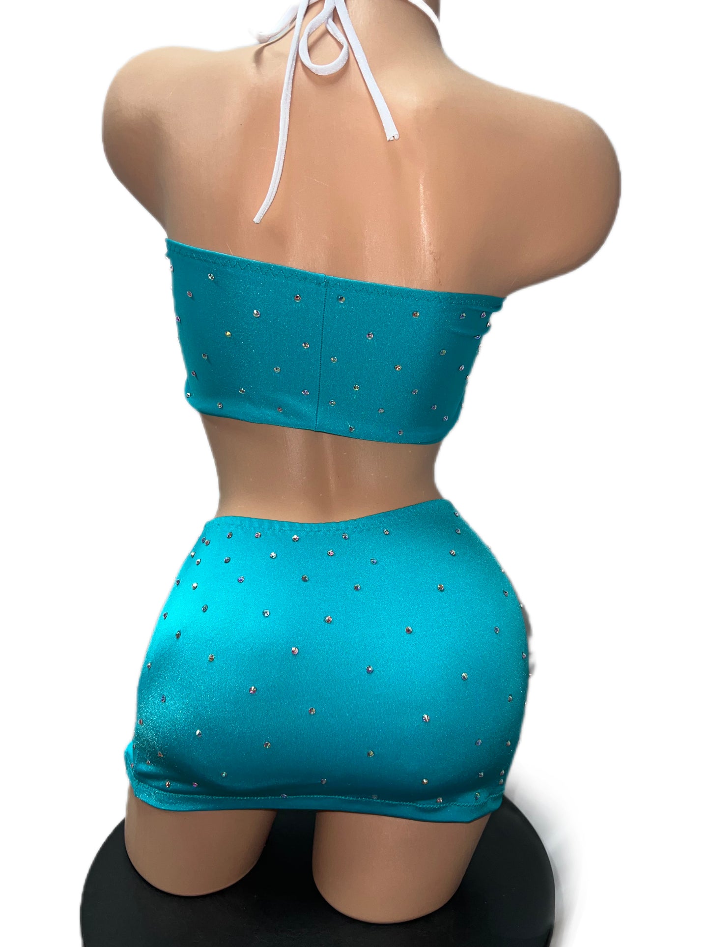BLUE AND WHITE SKIRT SET