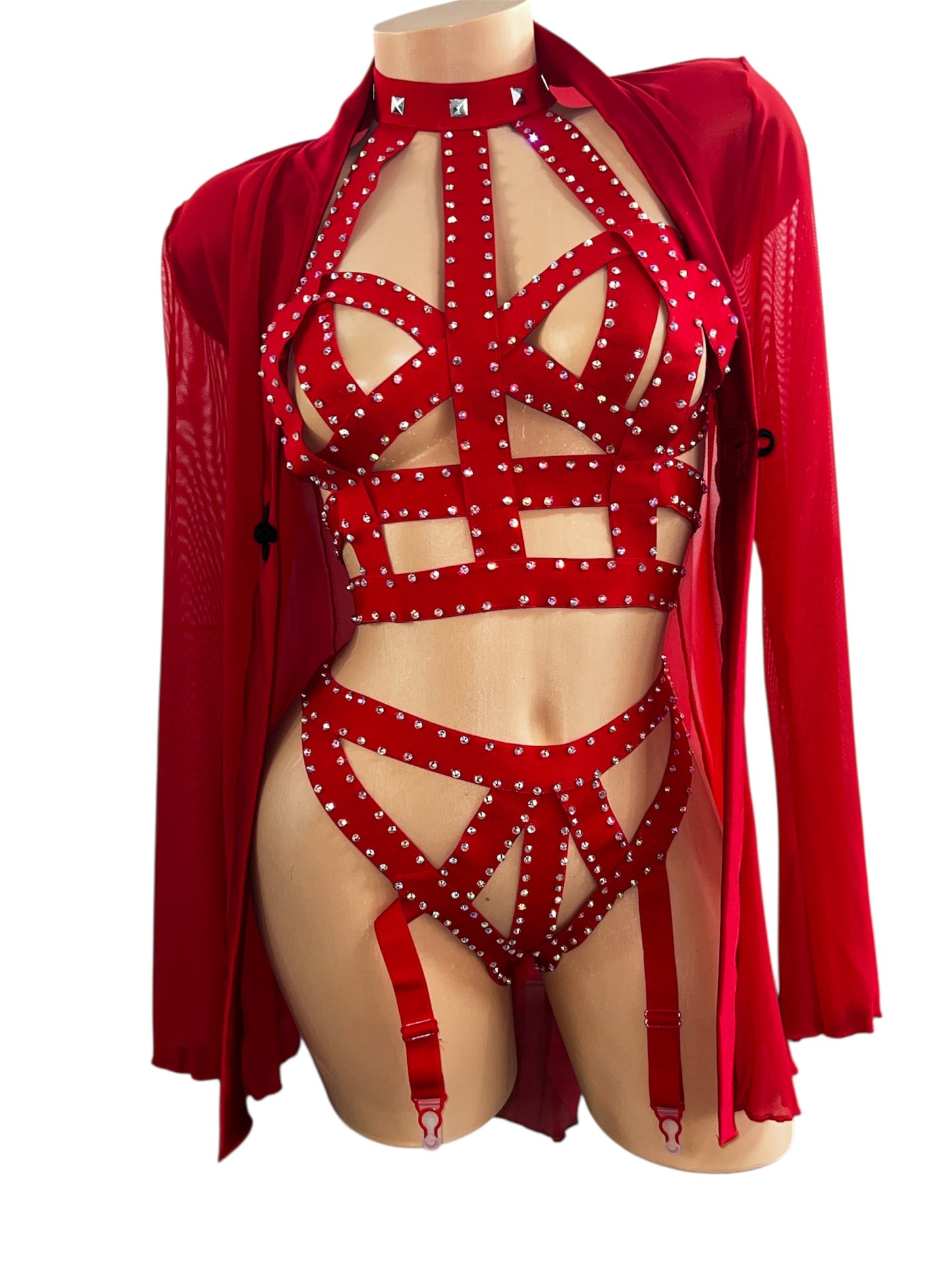 RED CAGE SET (ROBE NOT INCLUDED)