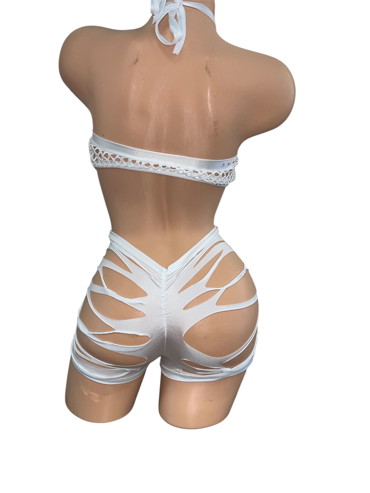 WHITE TWO PIECE SHORTS SET