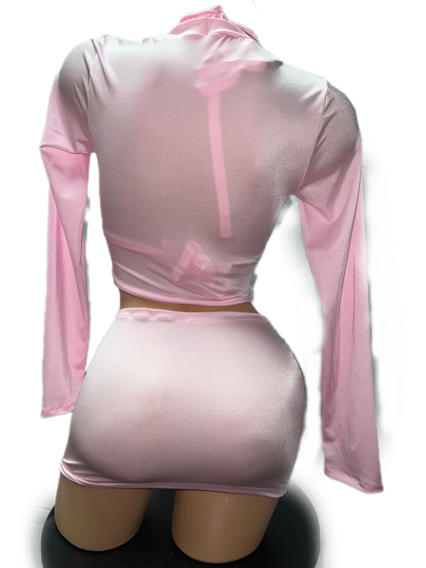 BABY PINK THREE PIECE SKIRT SET