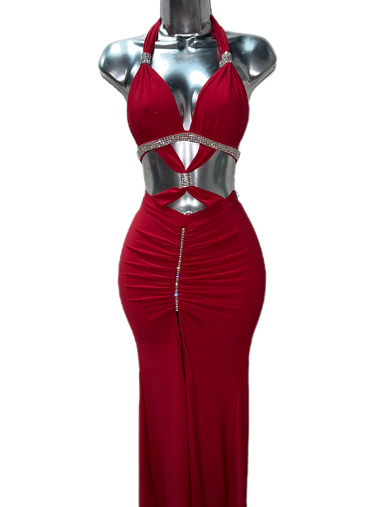 RED RHINESTONE GOWN