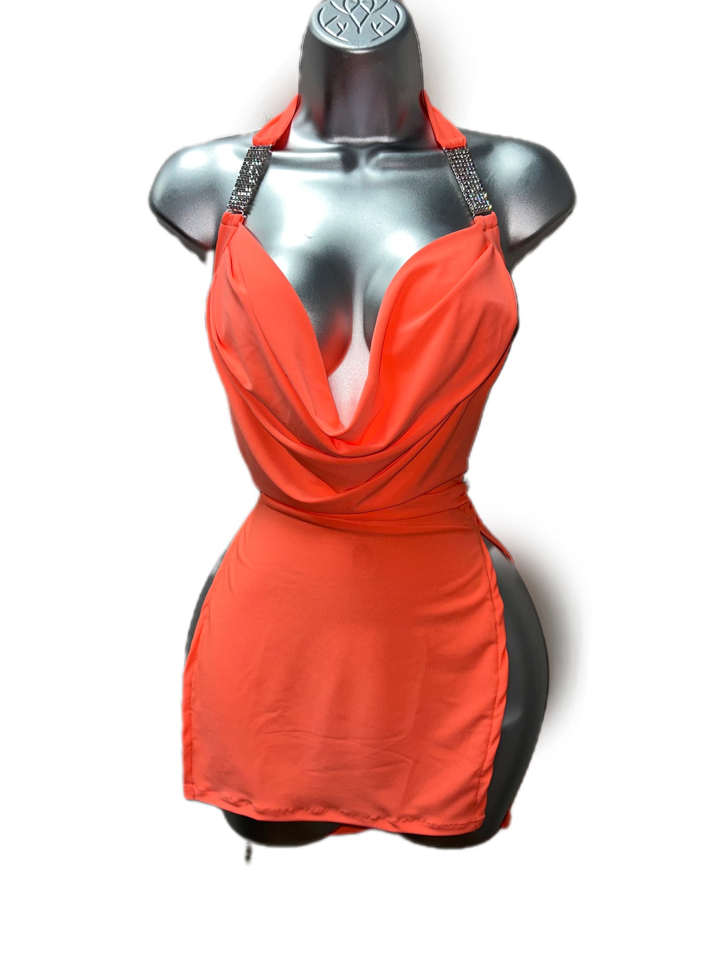 NEON ORANGE SHORT DRESS