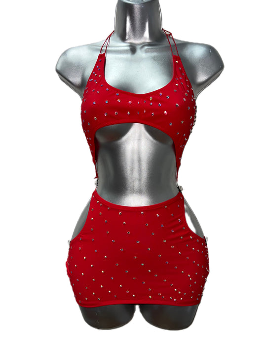 RED CUT-OUT DRESS