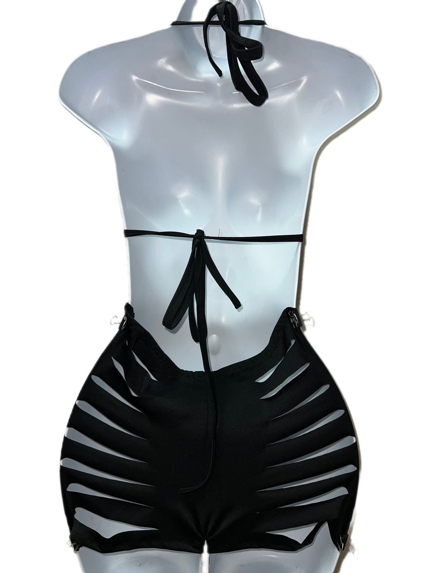BLACK TWO PIECE SHORTS SET