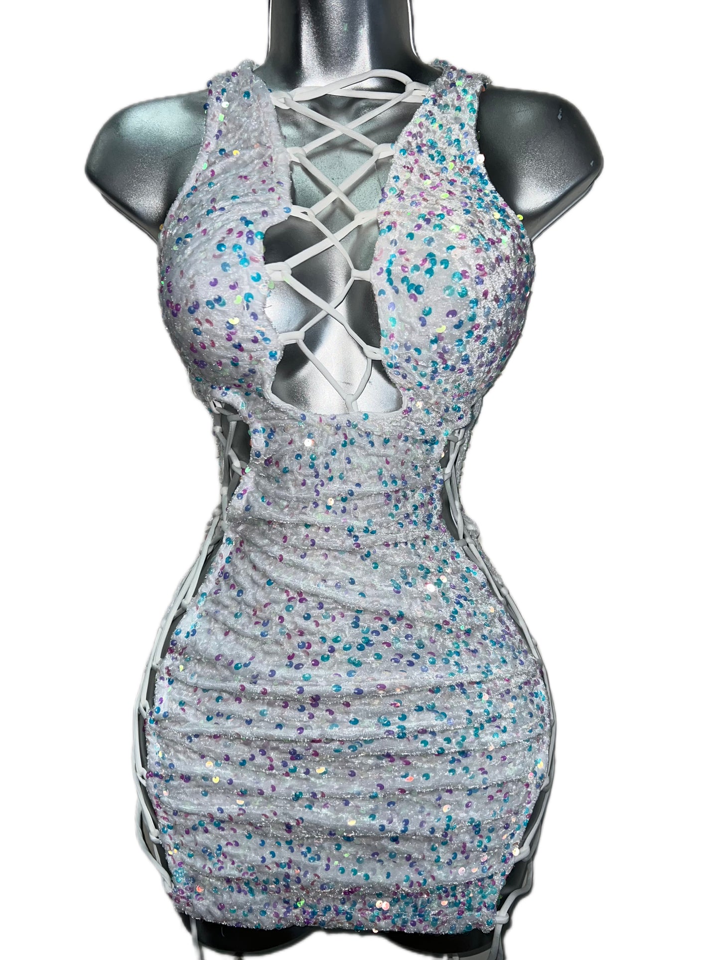 WHITE SEQUIN DRESS