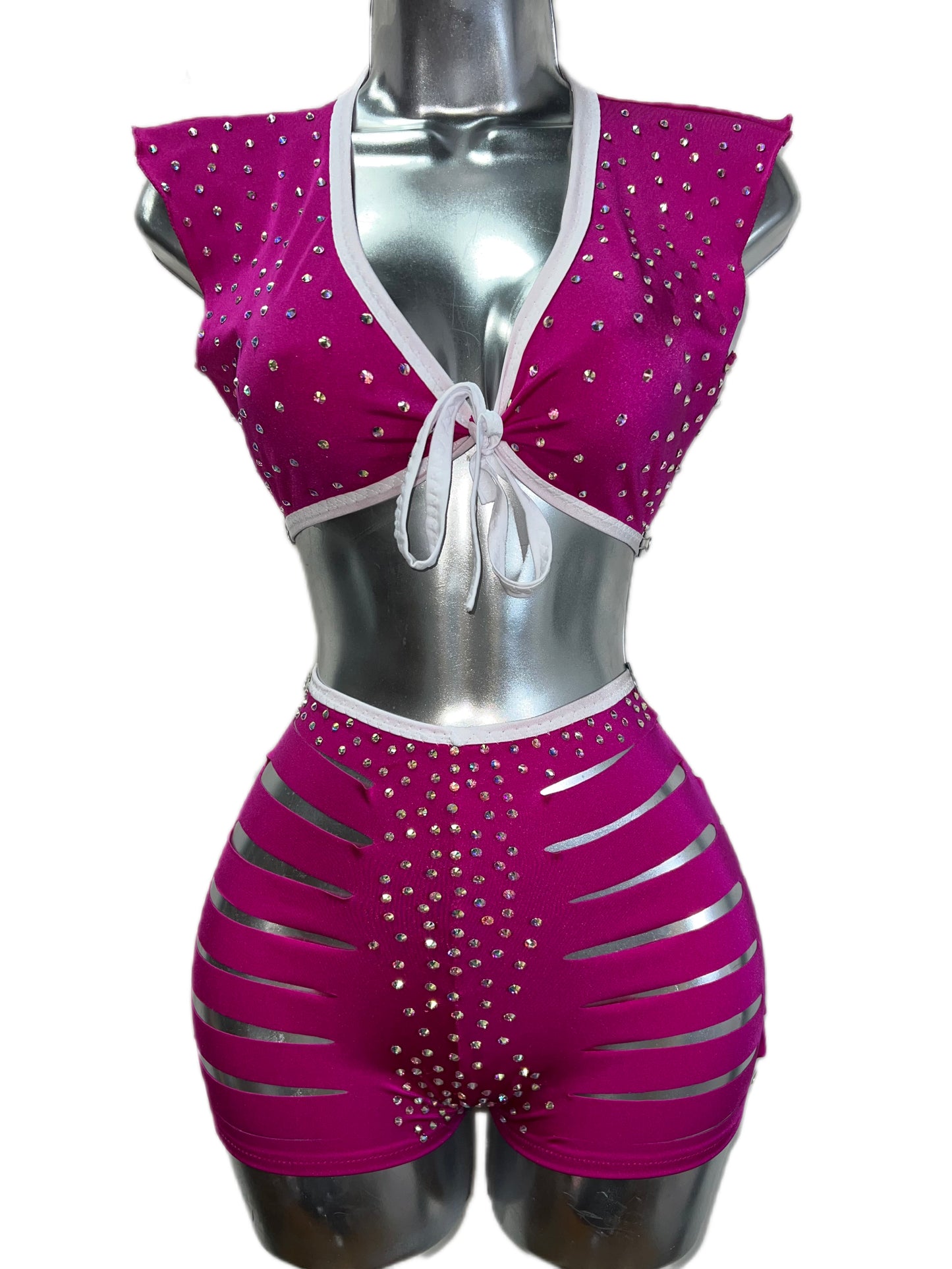 PINK SHORTS SET WITH TIE TOP