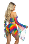 JR213 - Rainbow Mesh Flair Sleeve Top