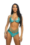JR186 - Metallic Strap Triangle Top & Short