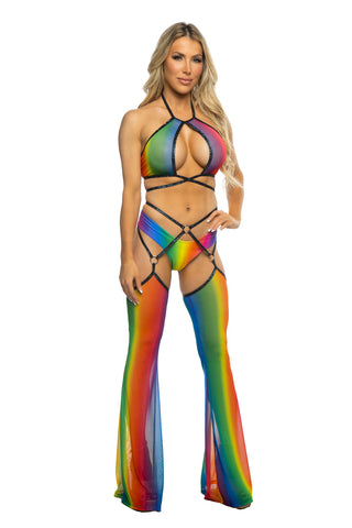 JR210 - Rainbow Mesh Wrap Halter