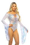 JR173 - Fishnet/Mesh Sequin Flair Sleeve Top