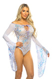 JR173 - Fishnet/Mesh Sequin Flair Sleeve Top