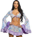 JR174 - Sequin Faux Fur Trimmed Wrap Top