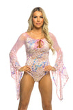 JR173 - Fishnet/Mesh Sequin Flair Sleeve Top