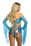 JR237 - Coated Fishnet Flair Sleeve Halter