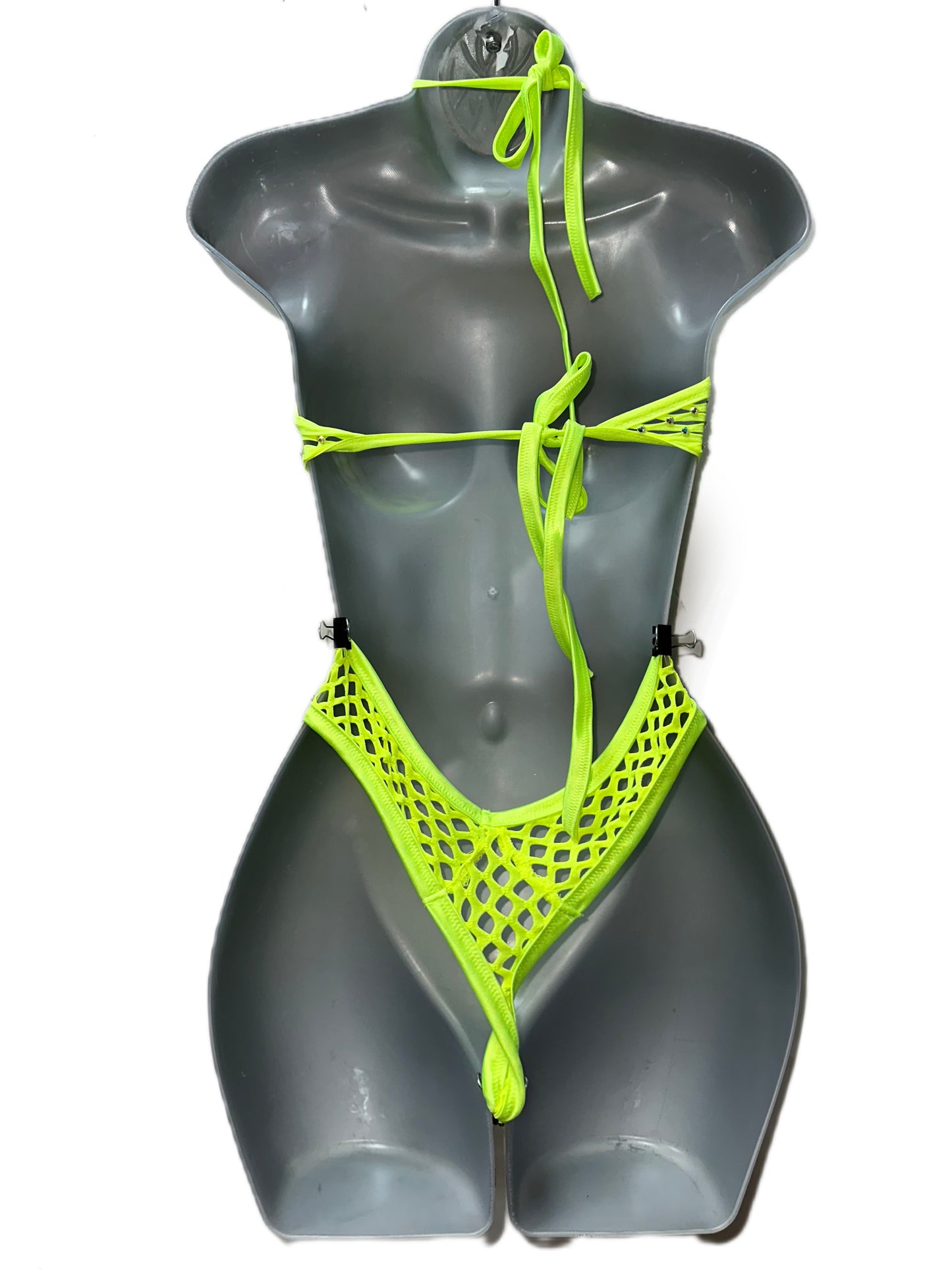 YELLOW FISHNET TWO PIECE SET