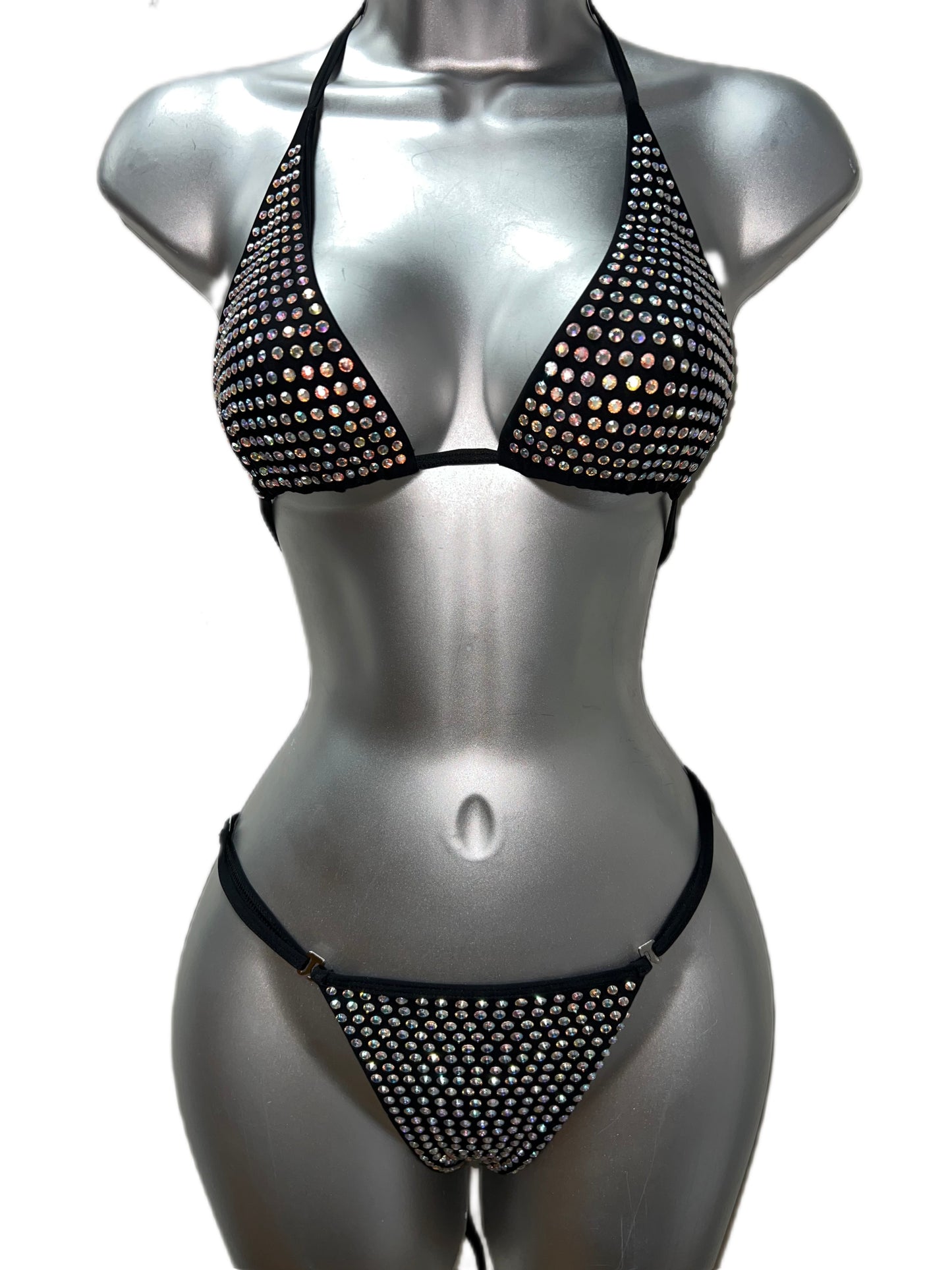 BLACK TWO PIECE WITH RHINESTONES