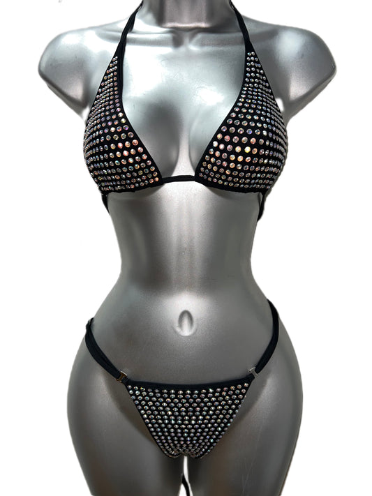 BLACK TWO PIECE WITH RHINESTONES
