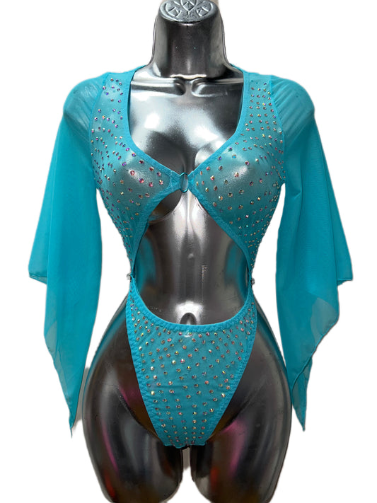 BLUE ONE PIECE WITH SLEEVES