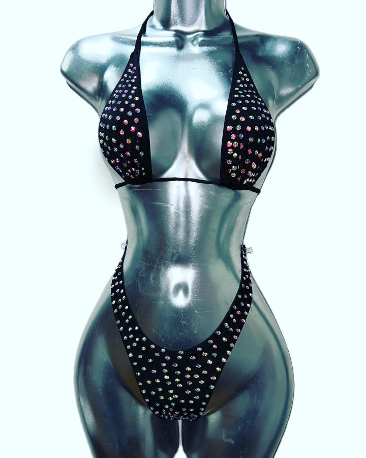 TWO PIECE BLACK RHINESTONE SET